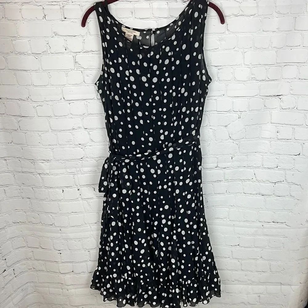 Covington Dresses Lined Black and White Polka Dot Dress Size 12